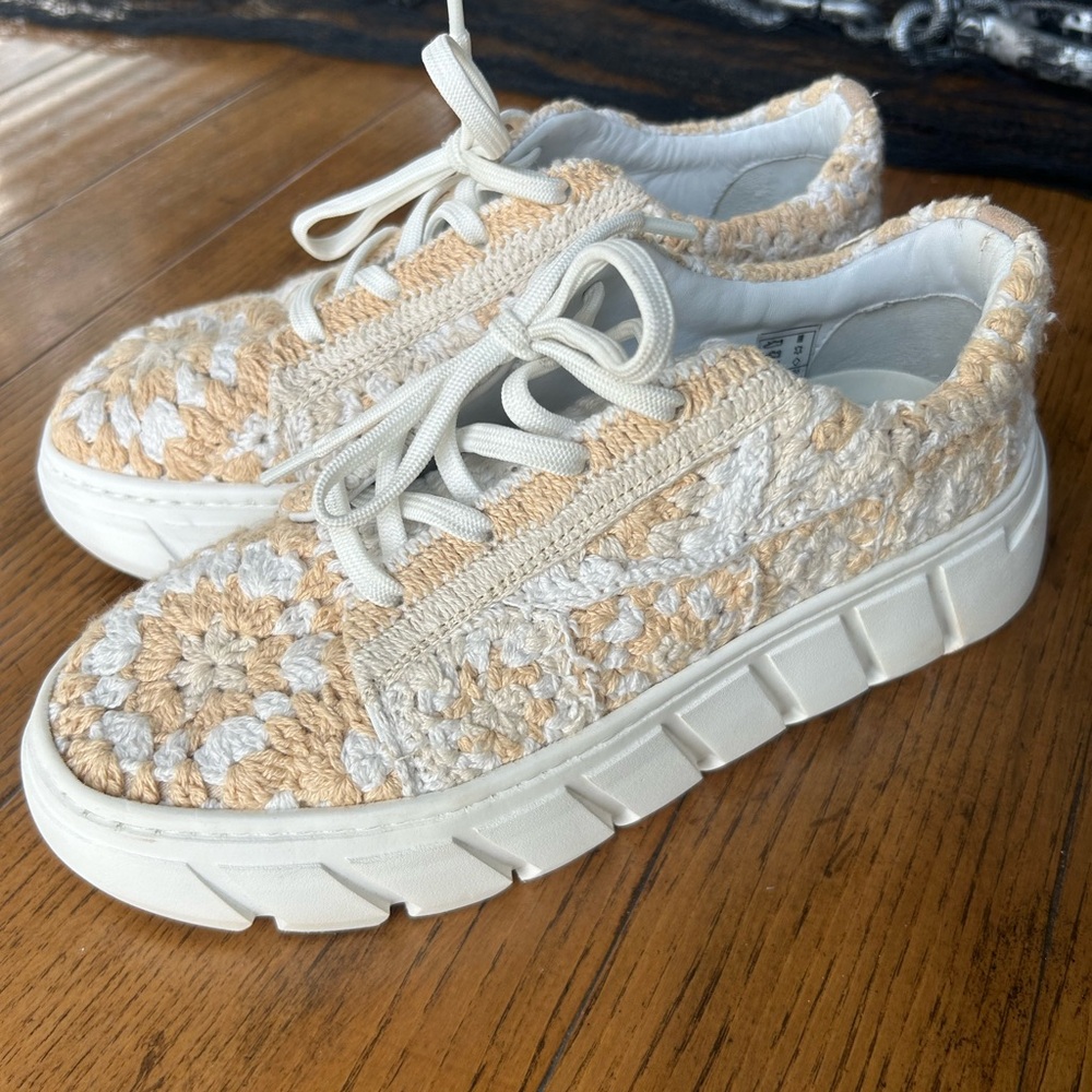 Free People crochet sneakers. Size Euro 37.  Worn once.